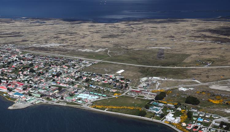 Aerial view of Stanley, the capital of the Falkland Islands