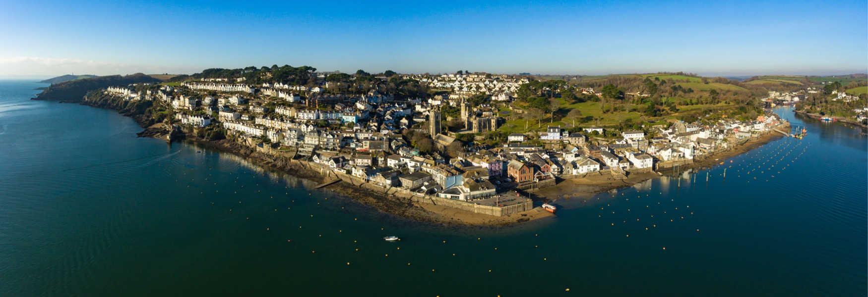 Fowey  from the air on a sunny day