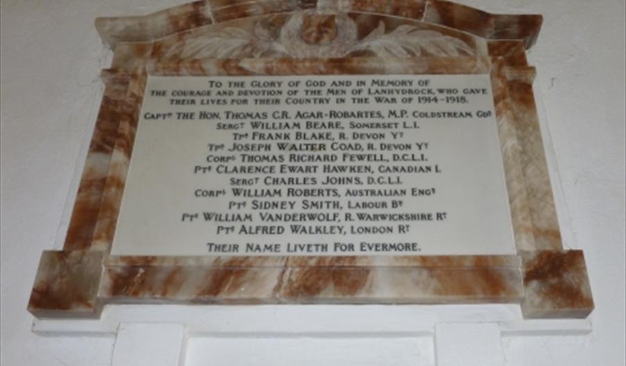 War Memorial at St Hydroc Church, Lanhydrock