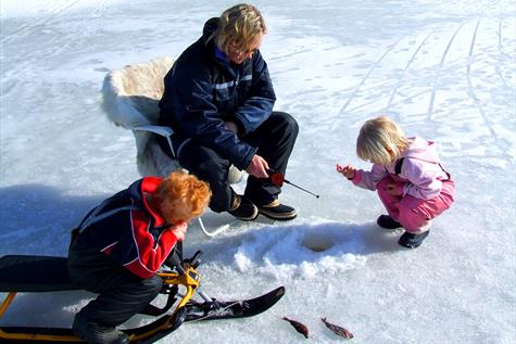 Ice fishing near Fjordtitt