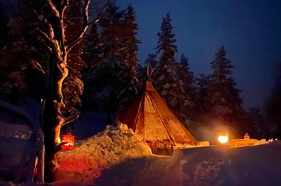 Vinterovernatting i lavvo i Ringsakerfjellet