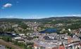 Hønefoss by, drone photo