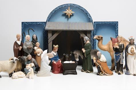 Mesterstuen juleartikler, jesusbarn og stall