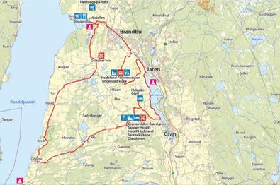 Kartutsnitt rute 5: Granavollen Rundt - nord (40 km)