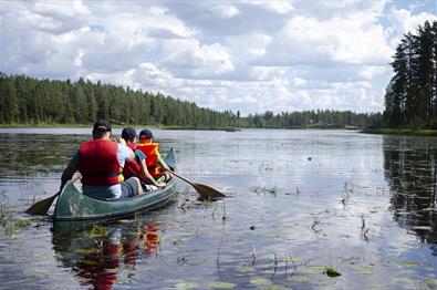 Canoeing in the beautiful Kynna water course with guide