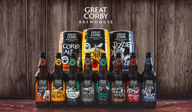 Range of ales from Great Corby Brewhouse in the Lake District, Cumbria