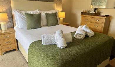 Double bedroom at The Manor Inn in St Bees, Cumbria at night