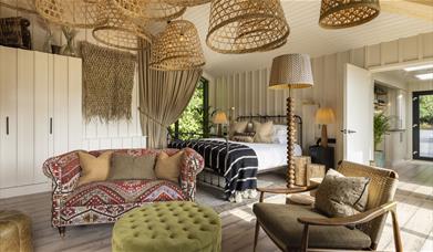 Interior and Bedroom of the Treehouse in the Oak Trees at Another Place, The Lake in Ullswater, Lake District