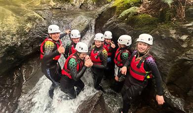 Visitors Ghyll Scrambling with Genuine Adventures in the Lake District, Cumbria