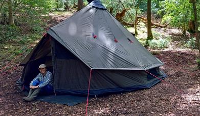 Visitor Wild Camping at the Two Day Wilderness Escape with Green Man Survival