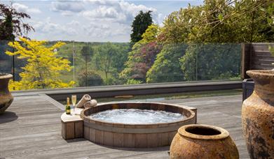 Hot Tub at the Spa Space at Gilpin Hotel near Windermere, Lake District