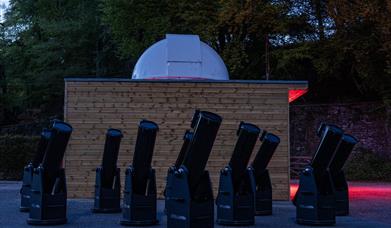 Exterior and telescopes at Grizedale Observatory in the Lake District, Cumbria