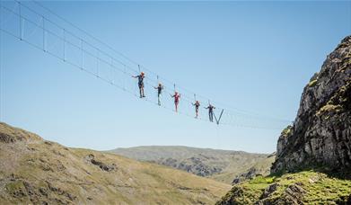 Walk Across the Infinity Bridge at Honister Slate Mine near Borrowdale, Lake District