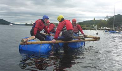 Visitors Raft Building with Joint Adventures in the Lake District, Cumbria