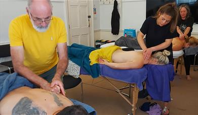 Visitors at a Massage Workshop with Lake District School of Massage in Keswick, Lake District