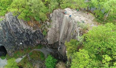 Visitors Abseiling with Path to Adventure in the Lake District, Cumbria