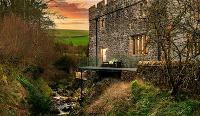 Exterior View of The Pele Tower, Killington Hall at Sunset, near Kirkby Lonsdale, Cumbria