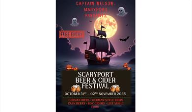 Poster for Scaryport Beer & Cider Festival at Captain Nelson Tavern in Maryport, Cumbria