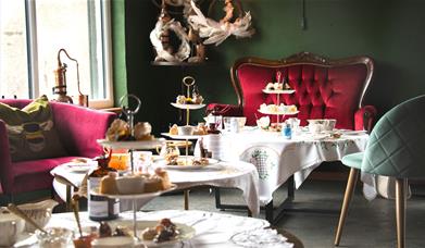 Afternoon Tea Setup at Shed One Distillery in Ulverston, Cumbria