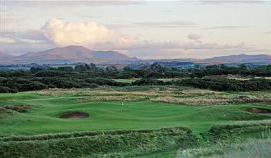 Views of Lake District Fells from the 6th Hole at Silloth on Solway Golf Club in Silloth, Cumbria