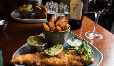 Fish & Chips at The Swan at Grasmere in the Lake District, Cumbria