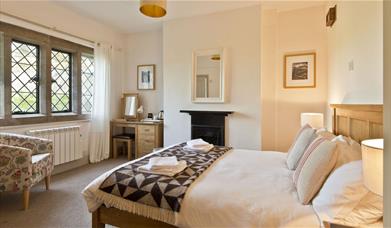 Double bedroom at Swarthmoor Hall, near Ulverston.