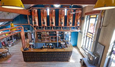 View of the Bar and Seating Area from above at Ambleside Tap Yard in Ambleside, Lake District