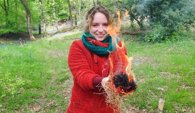 Visitor on the The Flame experience with Green Man Survival in the Lake District, Cumbria