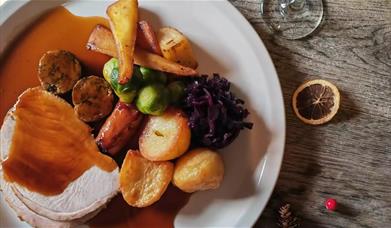 A traditional Christmas dinner