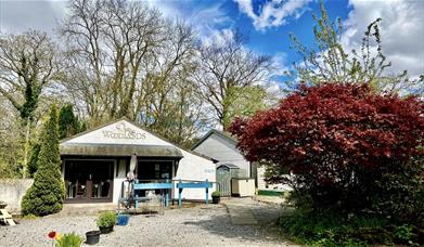 Exterior of Woodlands Tea Room and Gift Shop in Santon Bridge, Cumbria