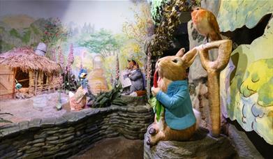 Characters and scenes from the Peter Rabbit exhibit at The World of Beatrix Potter in Bowness-on-Windermere, Lake District