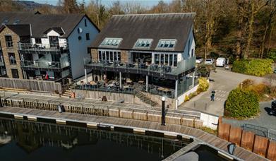 Aerial view of Marina View in Bowness-on-Windermere, Lake District
