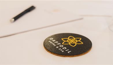 Branded drink coaster at Daffodil Hotel & Spa in the Lake District, Cumbria