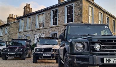 4x4 vehicles on the estate of Graythwaite Adventure in the Lake District, Cumbria