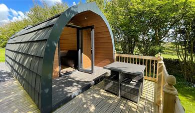 Glamping pods at Hollins Farm Holiday Park, Silverdale.