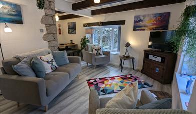 Living area at Corner Cottage at Brackenthwaite Farm near Arnside, Cumbria