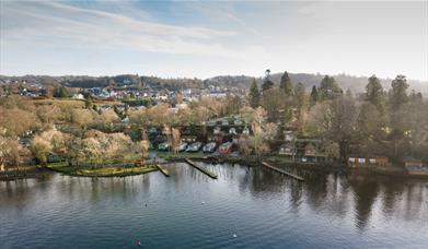 Aerial view of Fallbarrow Holiday Park in Bowness-on-Windermere, Lake District