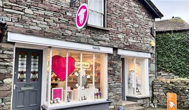 Exterior and entrance to Herdy in Grasmere, Lake District