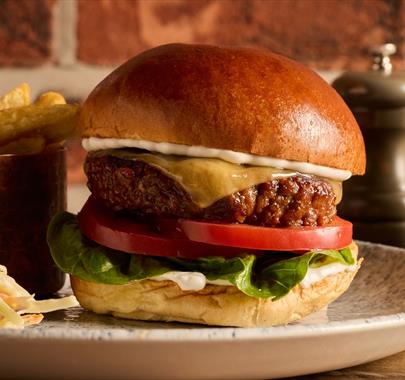 Burger and chips at The Ullswater Inn in Glenridding, Lake District