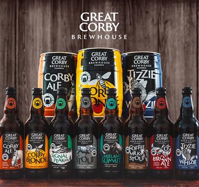 Range of ales from Great Corby Brewhouse in the Lake District, Cumbria