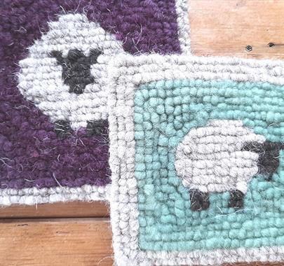 Hooked mat making at Quirky Workshops at Greystoke Craft Barn & Gardens in Penrith, Cumbria