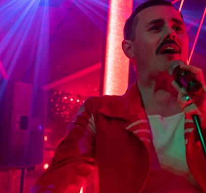 Freddie Mercury Tribute Act performing at BAHA in Bowness-on-Windermere, Lake District