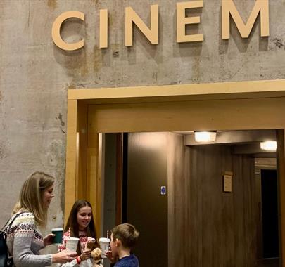 Visitors at the Cinema Entrance at Rheged in Penrith, Cumbria
