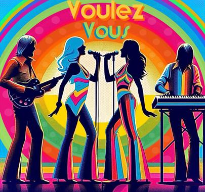 Poster for Voulez Vous, ABBA tribute act performing at the Old Laundry Theatre in Bowness-on-Windermere, Lake District