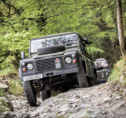 Land Rovers Driving Off-Road with Kankku in the Lake District, Cumbria