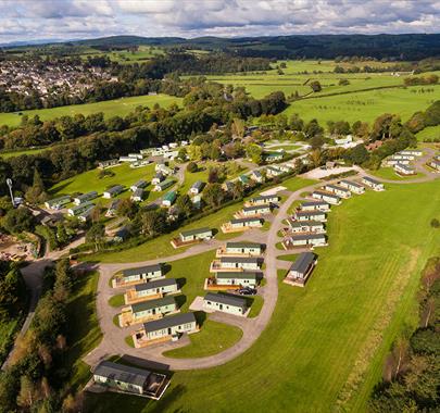 Bird's eye view of Woodclose Park in Kirkby Lonsdale, Cumbria.