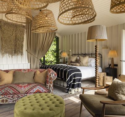 Interior and Bedroom of the Treehouse in the Oak Trees at Another Place, The Lake in Ullswater, Lake District