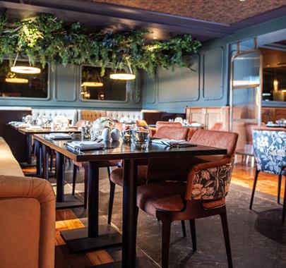 Table and Booth Seating at The Grill at Armathwaite Hall Hotel and Spa in Bassenthwaite, Lake District