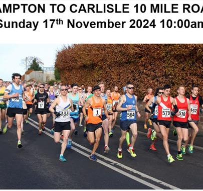 Poster for the Brampton to Carlisle 10 Mile Road Race in Brampton, Cumbria