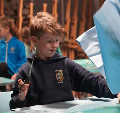 Child at Makers Club at Brewery Arts in Kendal, Cumbria
